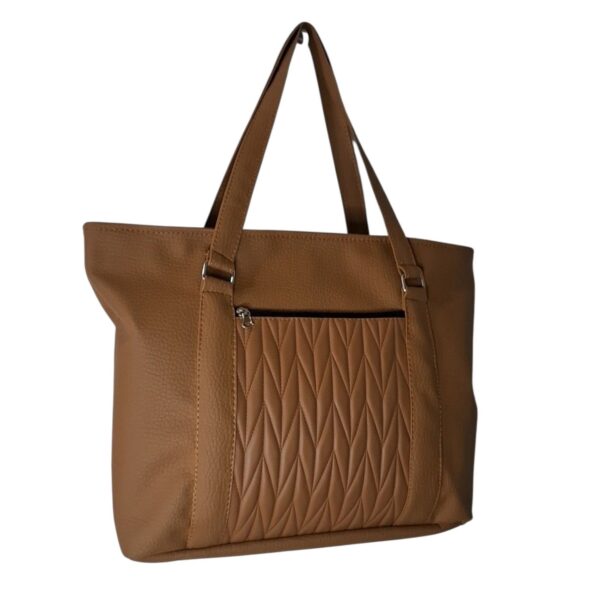 Cartera Bolso Mujer Universitaria Eco Cuero Mujer Marrón Matelassé - Imagen 4