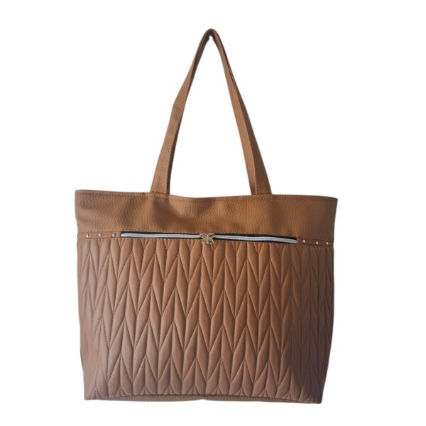 Cartera Bolso Mujer Elegante Eco Cuero Mujer Marrón Full Matelassé - Imagen 4