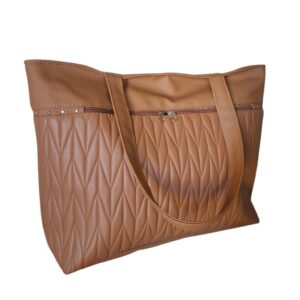 Cartera Bolso Mujer Elegante Eco Cuero Mujer Marrón Full Matelassé (Cierre Marron)