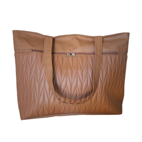 Cartera Bolso Mujer Elegante Eco Cuero Mujer Marrón Full Matelassé (Cierre Marron) - Imagen 2