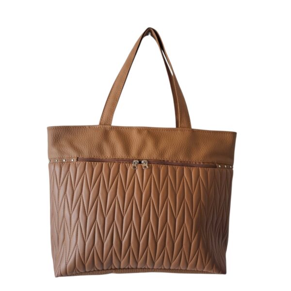 Cartera Bolso Mujer Elegante Eco Cuero Mujer Marrón Full Matelassé (Cierre Marron) - Imagen 4