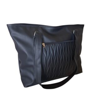 Cartera Bolso Grande Eco Cuero Portix Elegante Matelassé Negro
