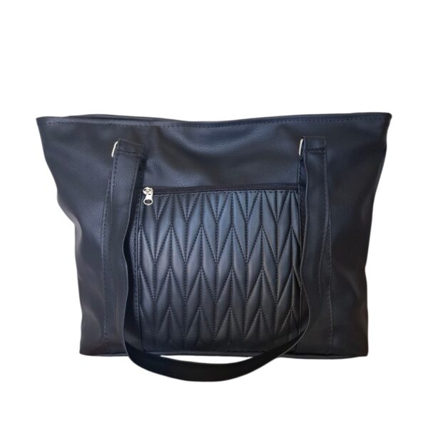 Cartera Bolso Grande Eco Cuero Portix Elegante Matelassé Negro - Imagen 2