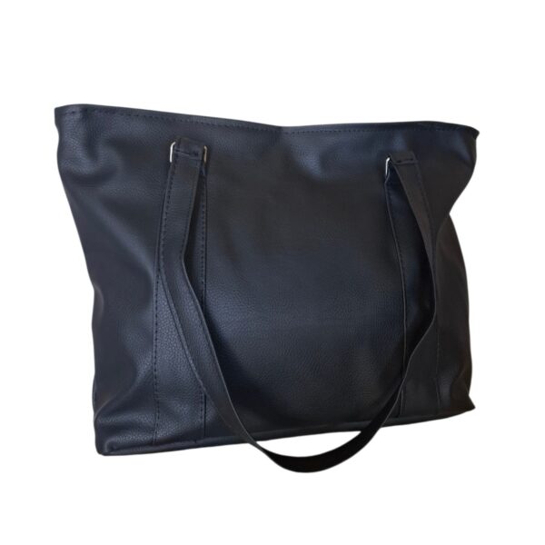 Cartera Bolso Grande Eco Cuero Portix Elegante Matelassé Negro - Imagen 3