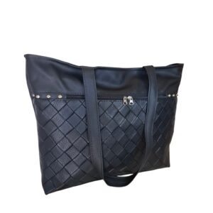 Cartera Bolso Grande Eco Cuero Portix Elegante Trenzado Negro