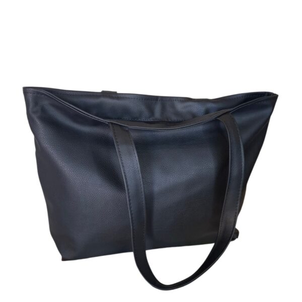 Cartera Bolso Grande Eco Cuero Portix Elegante Trenzado Negro - Imagen 3