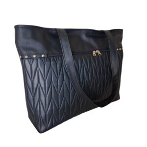 Cartera Bolso Grande Eco Cuero Portix Elegante Full Matelassé Negro