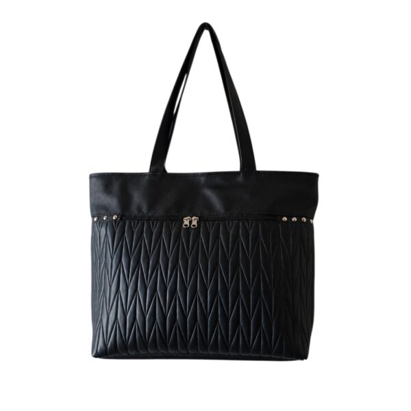 Cartera Bolso Grande Eco Cuero Portix Elegante Full Matelassé Negro - Imagen 4