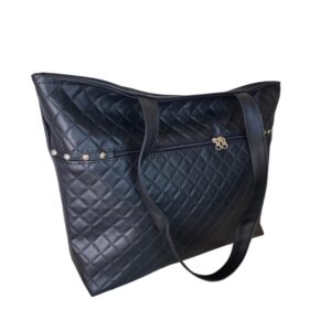 Cartera Bolso Grande Eco Cuero Portix Elegante Full Trenzado Negro