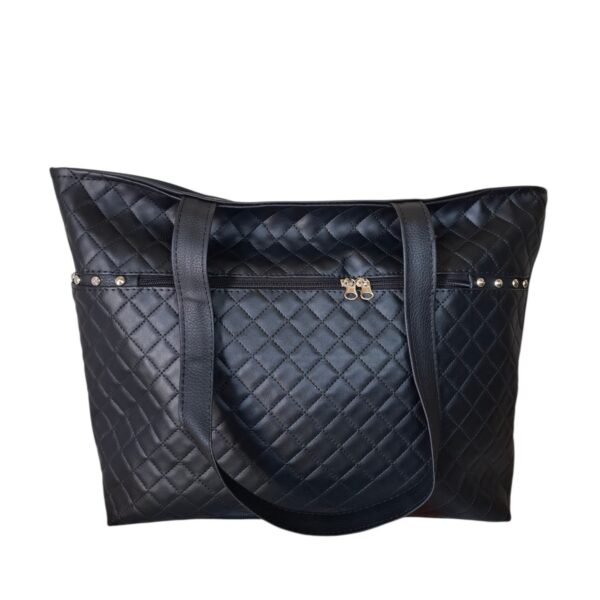 Cartera Bolso Grande Eco Cuero Portix Elegante Full Trenzado Negro - Imagen 2