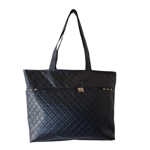 Cartera Bolso Grande Eco Cuero Portix Elegante Full Trenzado Negro - Imagen 4