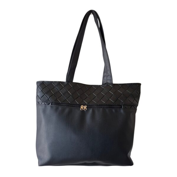 Cartera Bolso Grande Eco Cuero Portix Elegante Trenzado Negro - Imagen 4