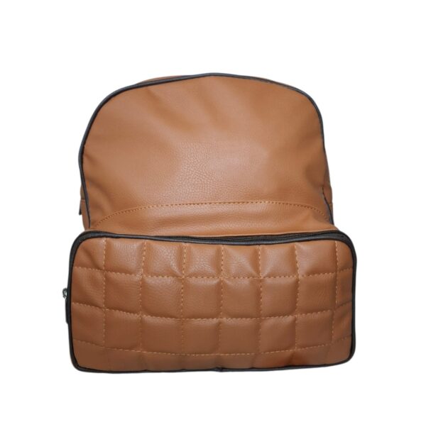 Mochila Urbana Bolsillo Eco Cuero Moda Marrón Unisex - Imagen 2