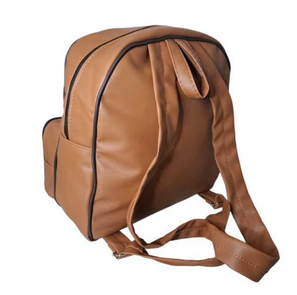 Mochila Urbana Bolsillo Eco Cuero Moda Marrón Unisex - Imagen 3