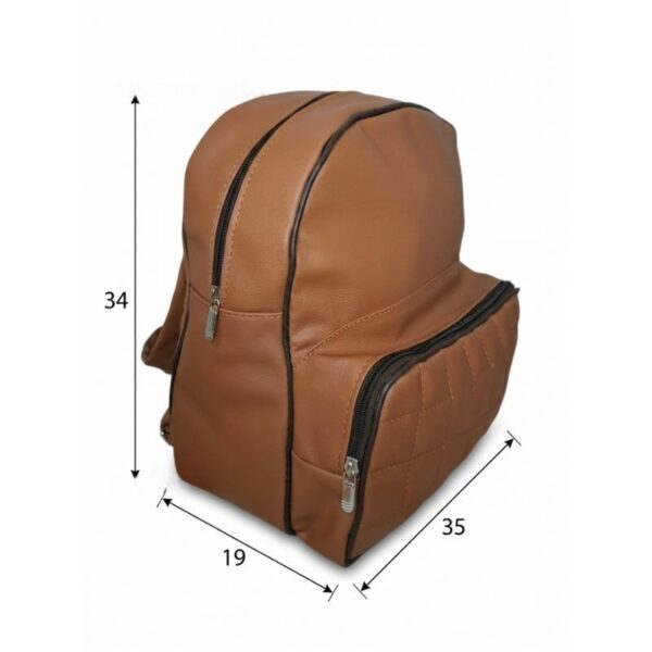 Mochila Urbana Bolsillo Eco Cuero Moda Marrón Unisex - Imagen 4