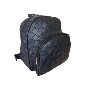 Mochila Negra Ecocuero Rombo Premium Urbana Liviana