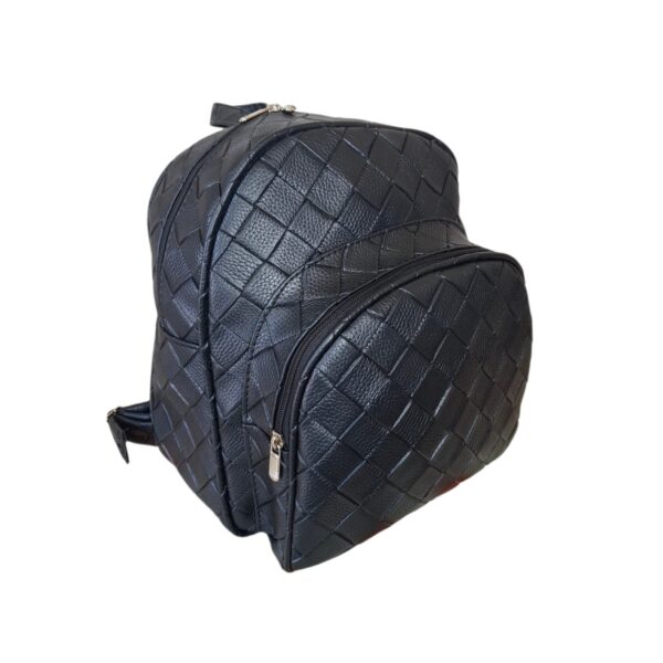 Mochila Negra Ecocuero Rombo Premium Urbana Liviana