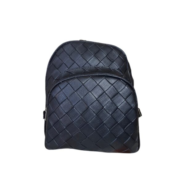 Mochila Negra Ecocuero Rombo Premium Urbana Liviana - Imagen 2