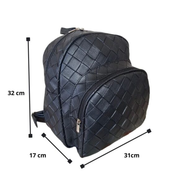 Mochila Negra Ecocuero Rombo Premium Urbana Liviana - Imagen 4