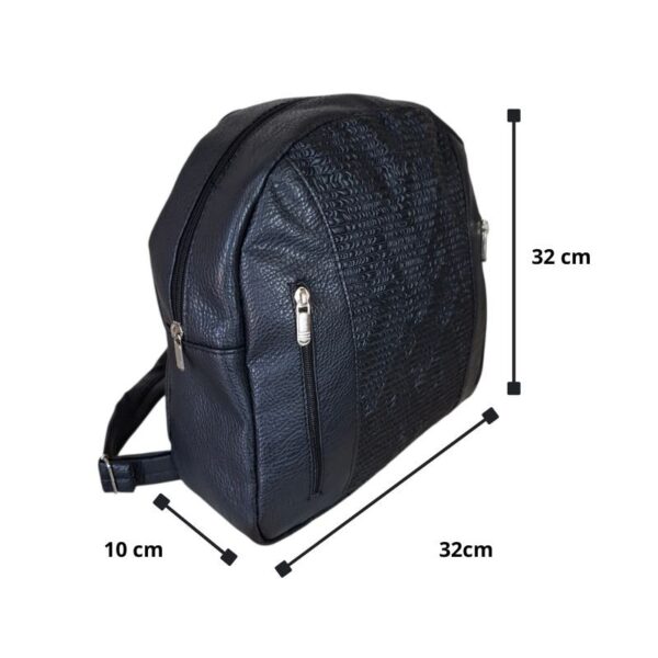 Mochila Eco Cuero Cierres Laterales Urbana Liviana Elegante - Imagen 4