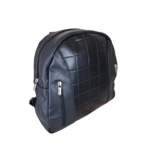 Mochila Ecocuero Diseño Geométrico Con Cierres Urbana  Liviana