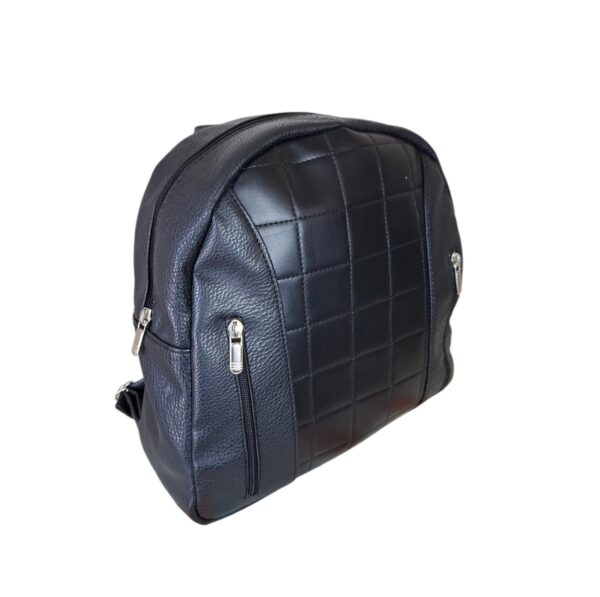 Mochila Ecocuero Diseño Geométrico Con Cierres Urbana  Liviana
