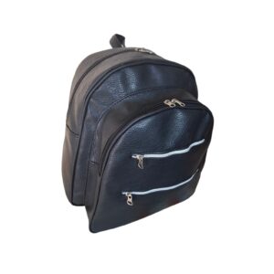 Mochila Ecocuero Urbana Con Doble Cierre Frontal Bolsillos Amplia Premium