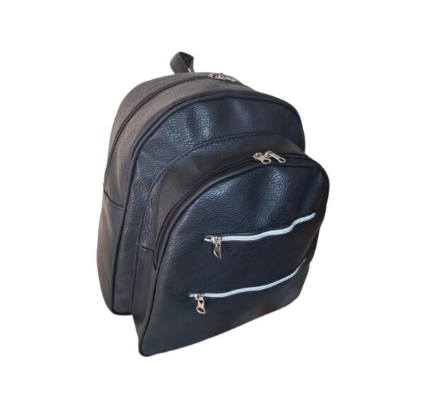 Mochila Ecocuero Urbana Con Doble Cierre Frontal Bolsillos Amplia Premium