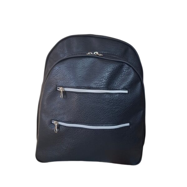 Mochila Ecocuero Urbana Con Doble Cierre Frontal Bolsillos Amplia Premium - Imagen 2