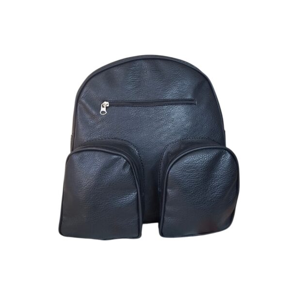 Mochila Ecocuero Urbana Con Bolsillos Frontales Multi Compartimentos Liviana - Imagen 2