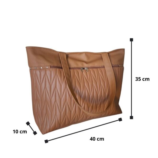 Cartera Bolso Mujer Elegante Eco Cuero Mujer Marrón Full Matelassé (Cierre Marron) - Imagen 5