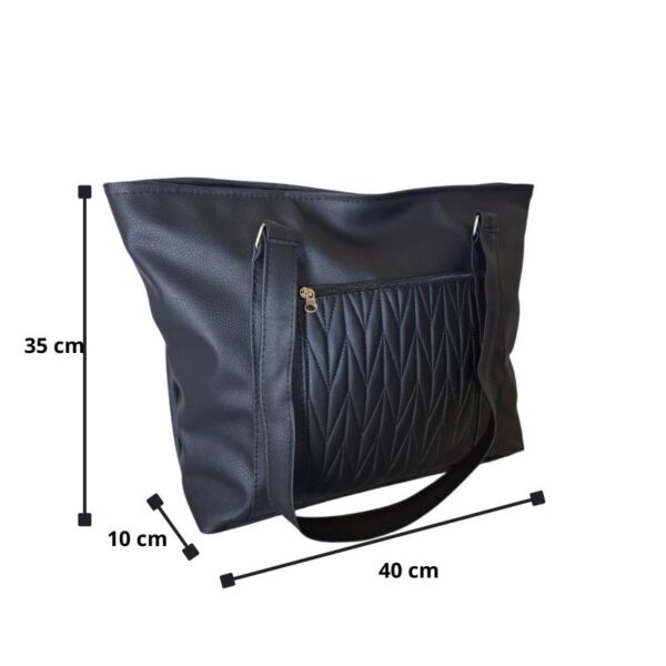 Cartera Bolso Grande Eco Cuero Portix Elegante Matelassé Negro - Imagen 5