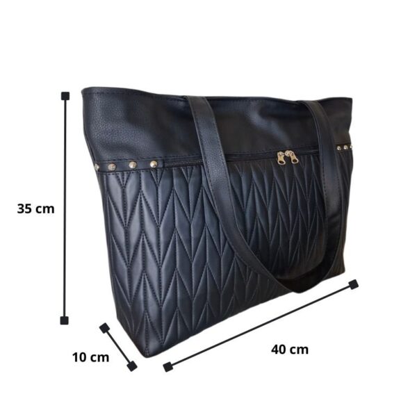 Cartera Bolso Grande Eco Cuero Portix Elegante Full Matelassé Negro - Imagen 5