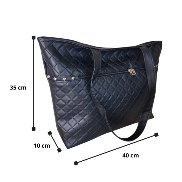 Cartera Bolso Grande Eco Cuero Portix Elegante Full Trenzado Negro - Imagen 5